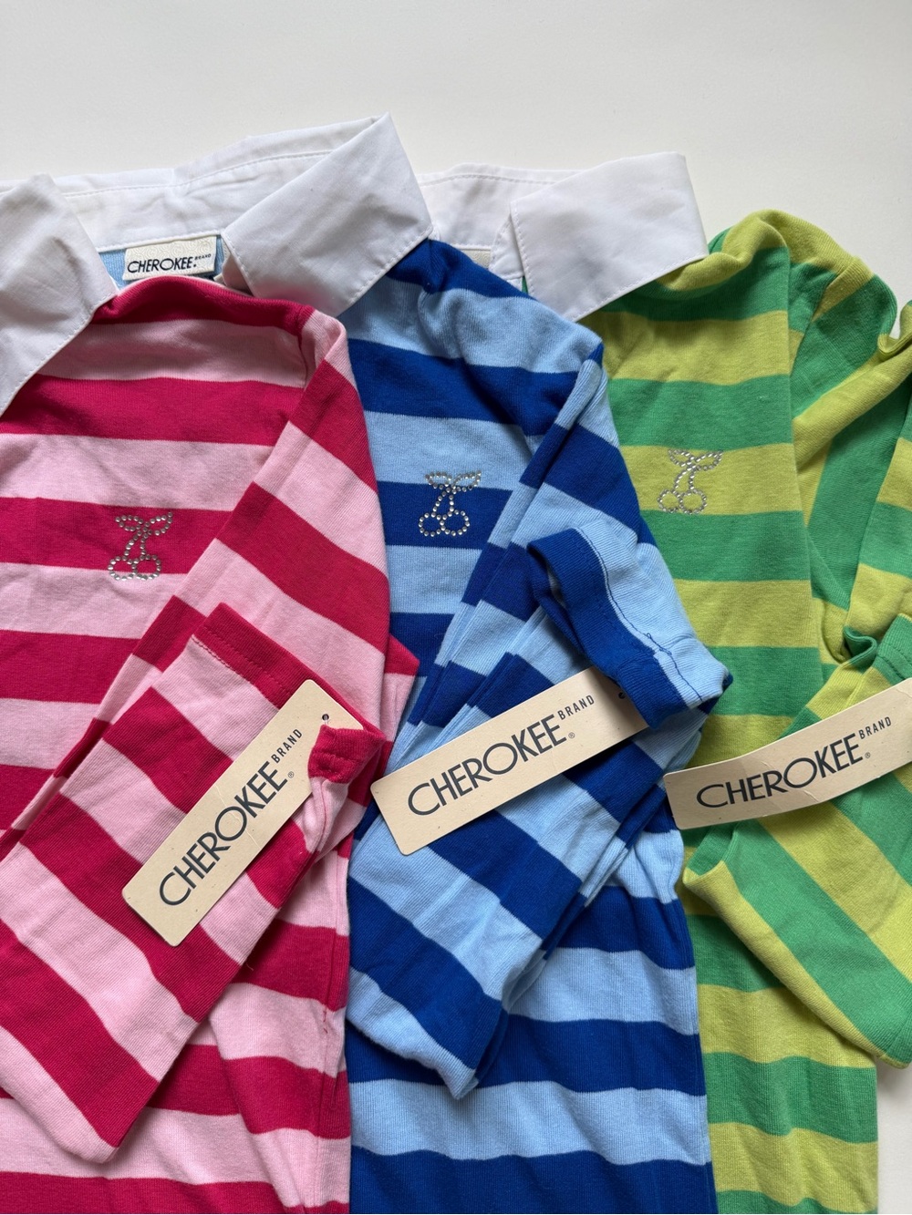 3 VTG 2002 Cherokee Target Girls Cotton Rugby Polo Striped Long Sleeve Shirts
